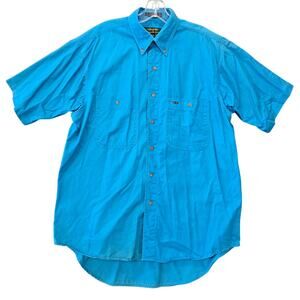 Colours Blue Button Down Shirt Short Sleeves Lightweight Mens Size M 15 15.5 Top